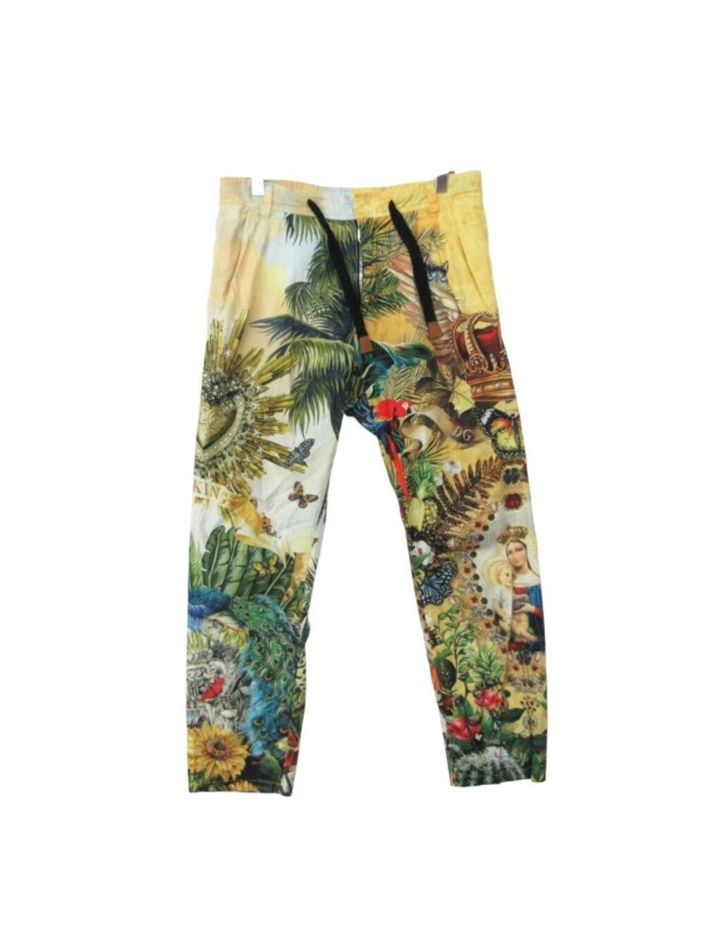 Dolce & Gabbana Pants Easy Jogger Tapered All Over Print Cotton Yellow
